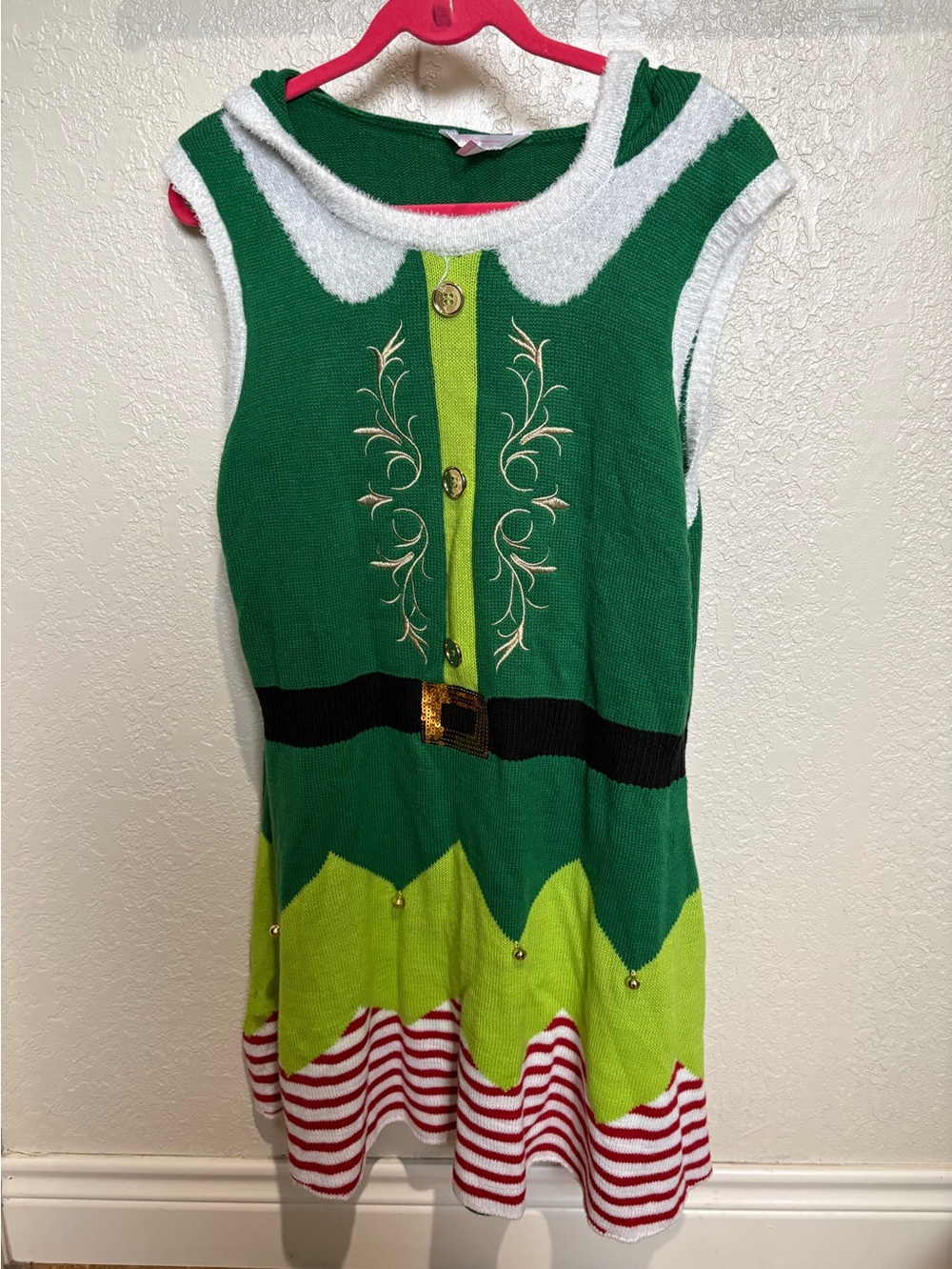 No Boundaries Elf Holiday Dress/ fits adult medium for UGLY SWEATER day